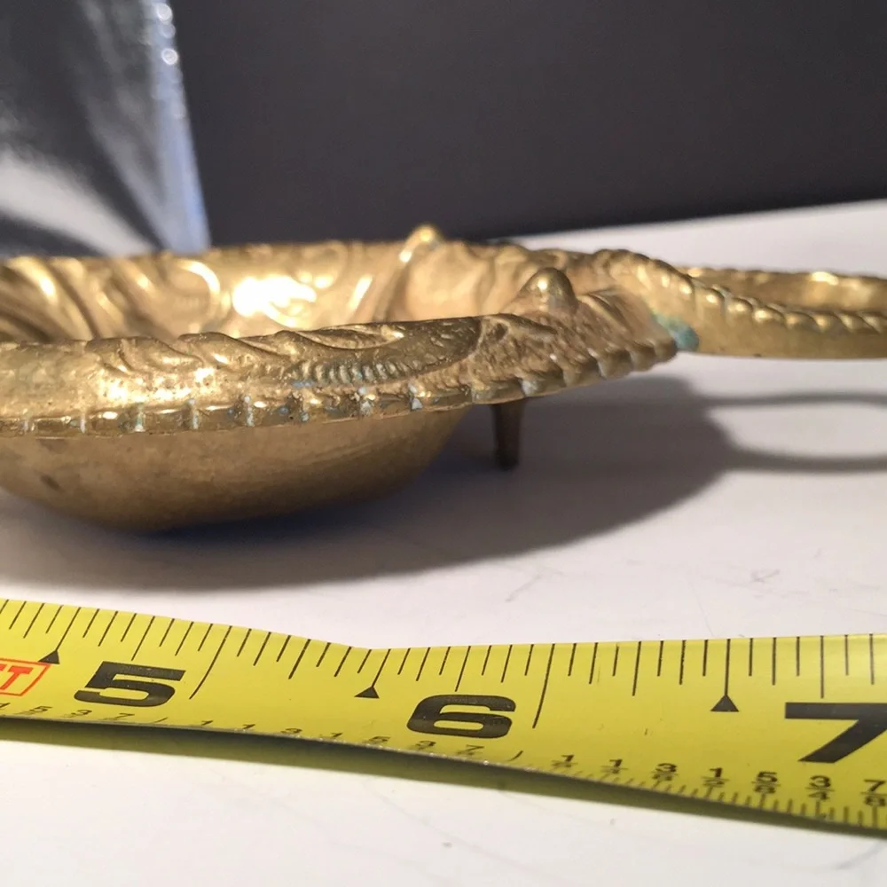 Rare! Antique Chinoiserie gilded bronze trinket holder or scoop